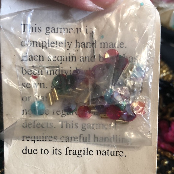 NWT Vintage Night Vogue Evening Jacket S 100 Silk Pearl Beads Sequins sparkling - Picture 14 of 16